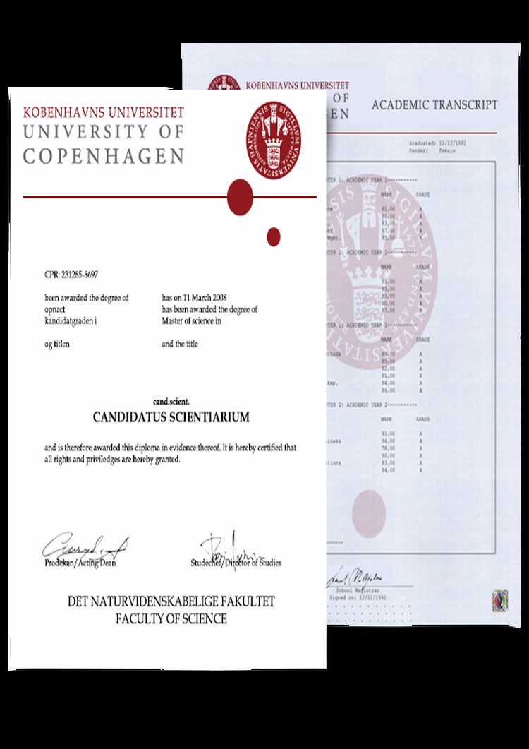 Buy college degree from The Københavns Universitet