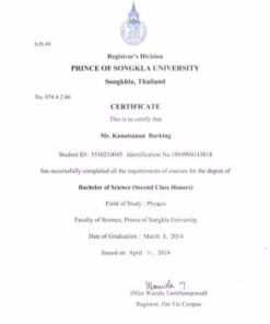 Buy college degree from the Prince of Songkla University