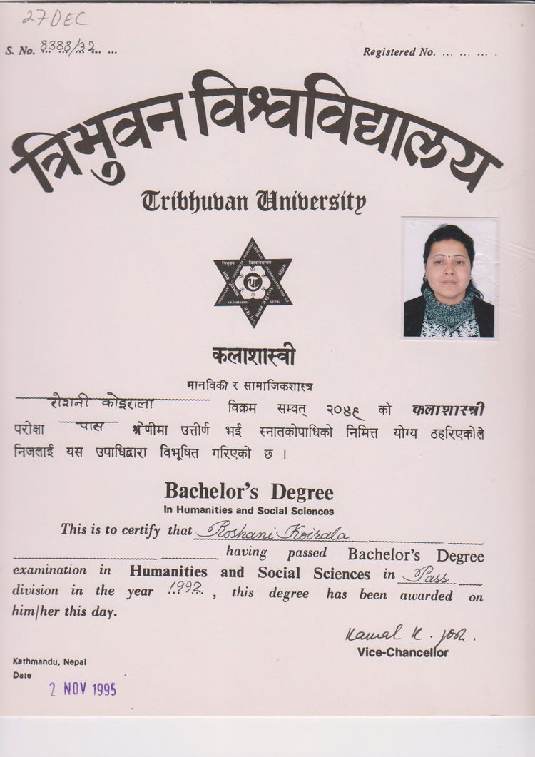Buy college degree from The Tribhuvan University